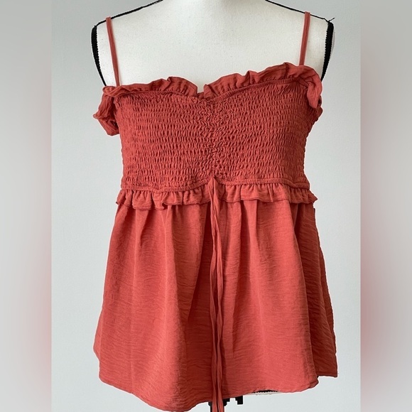 BiBi size large smocked top with adjustable straps new with tags NWT summer date - Picture 1 of 12